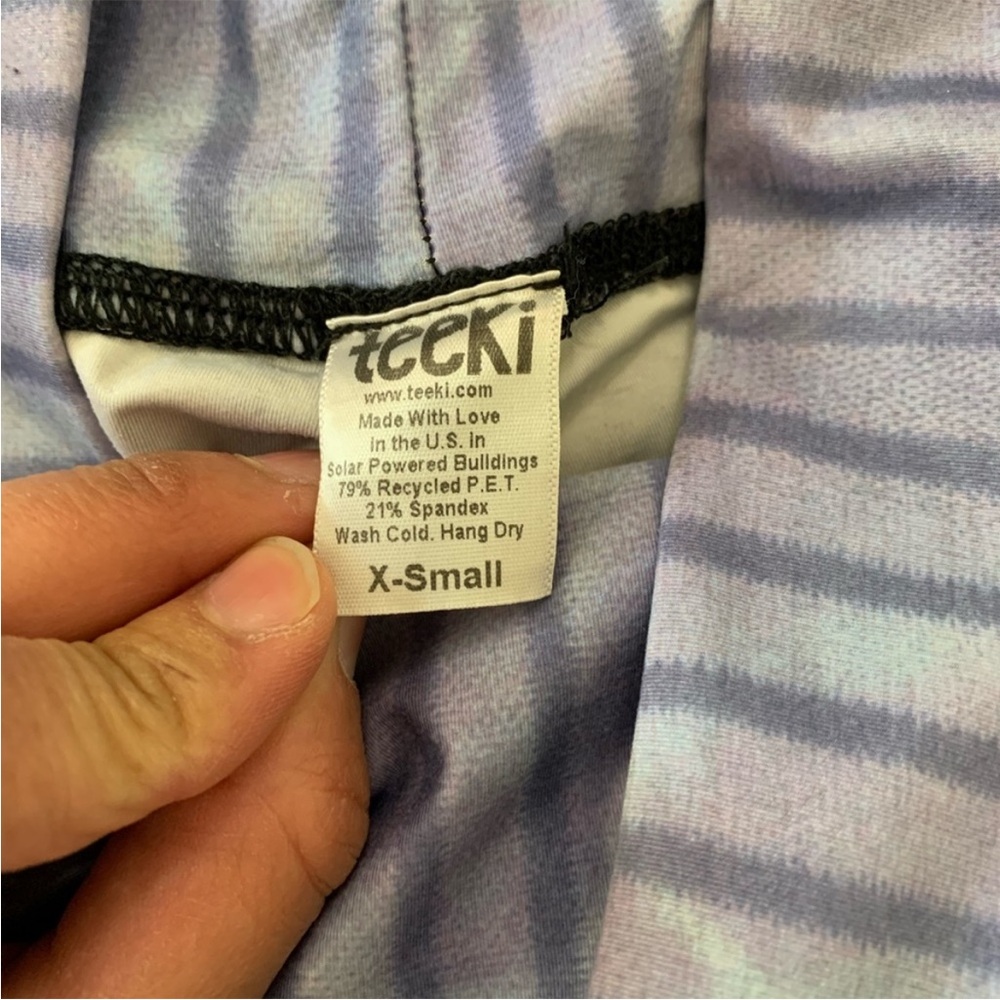 Teeki Tribe Blue Striped Leggings “Hot Pants” w/matching leg warmers - Picture 7 of 10